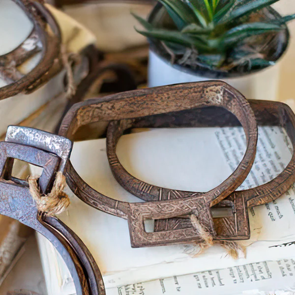 Antique Inspired Iron Riding Stirrups, Set of Two