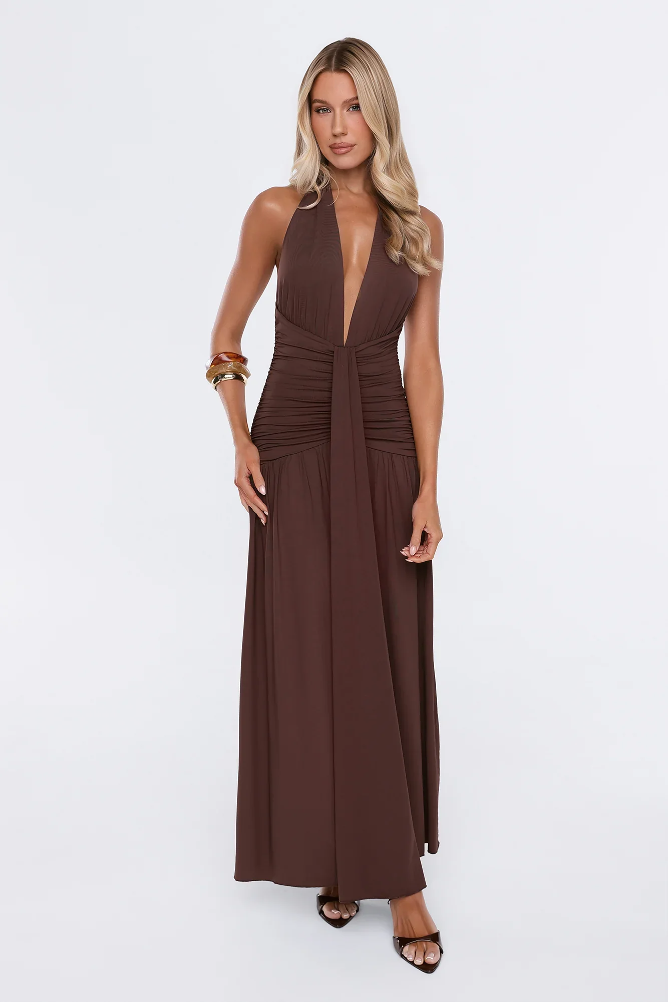 Endless Days Halter Maxi Dress Chocolate
