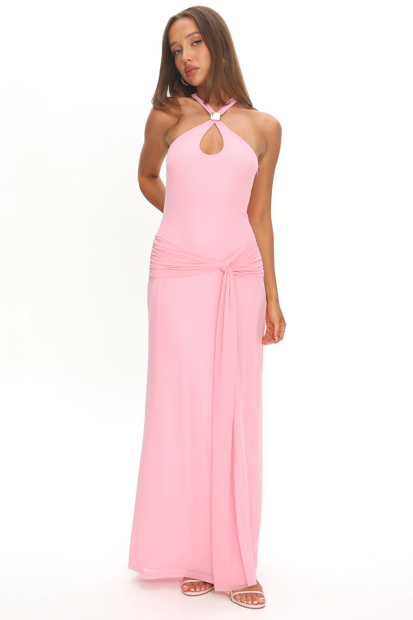 Cresida Keyhole Racerback Maxi Dress Pink
