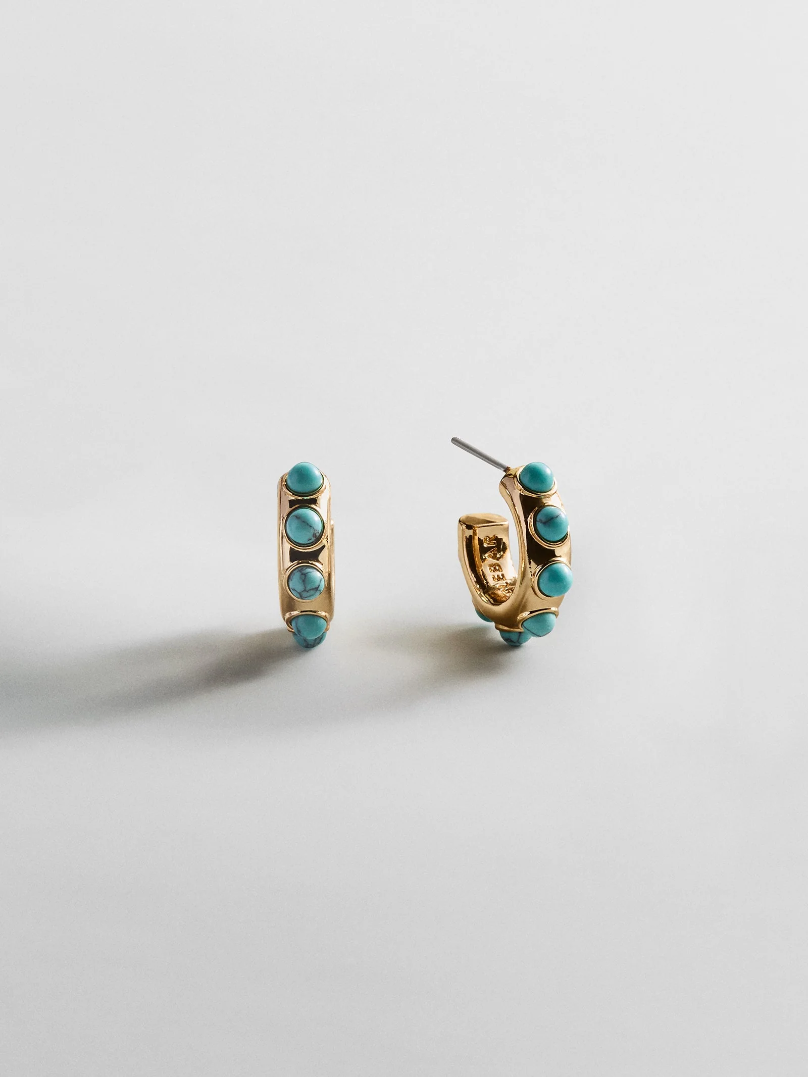 Mariana Semi-Precious Huggie Earrings - Gold/Turquoise