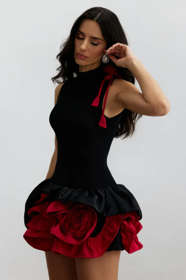 Fiona Floral Applique Layered Ruffle Dress