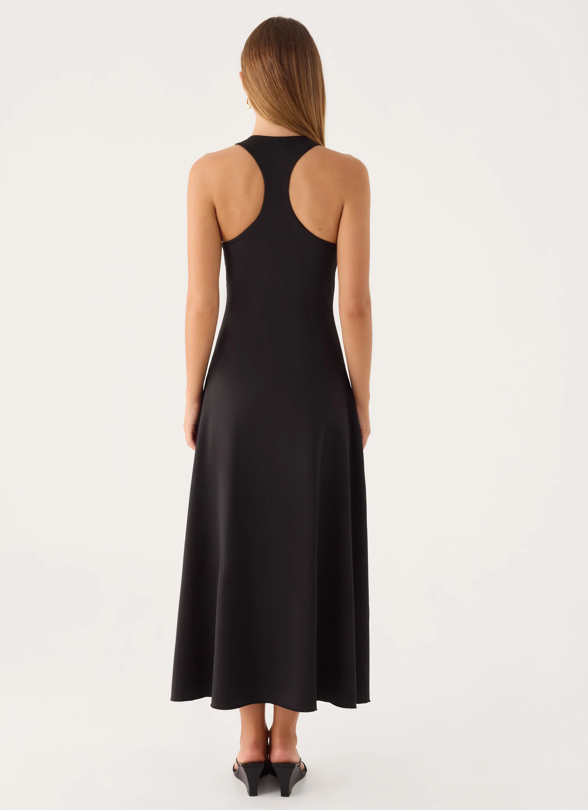 Kyrra Asymmetrical Midi Dress - Black - luluinthesky