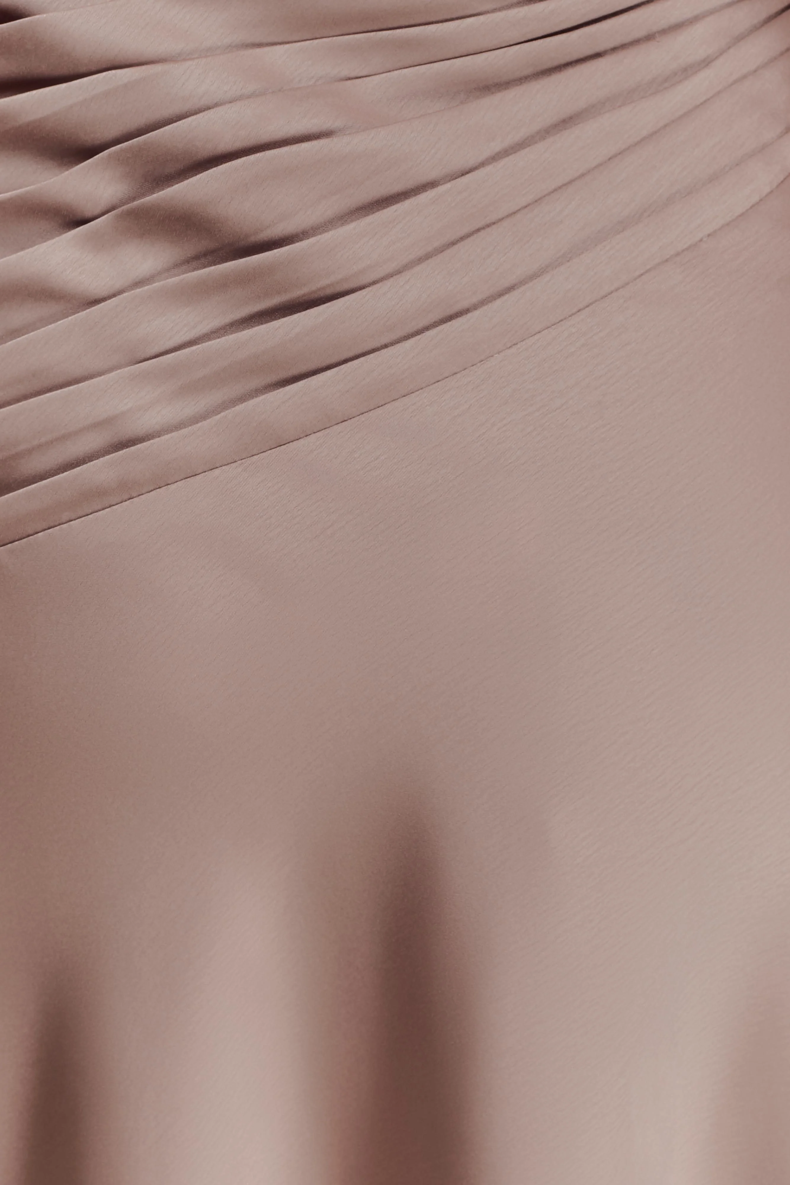 Lyla Asymmetrical Satin Maxi Dress - Bronze Taupe