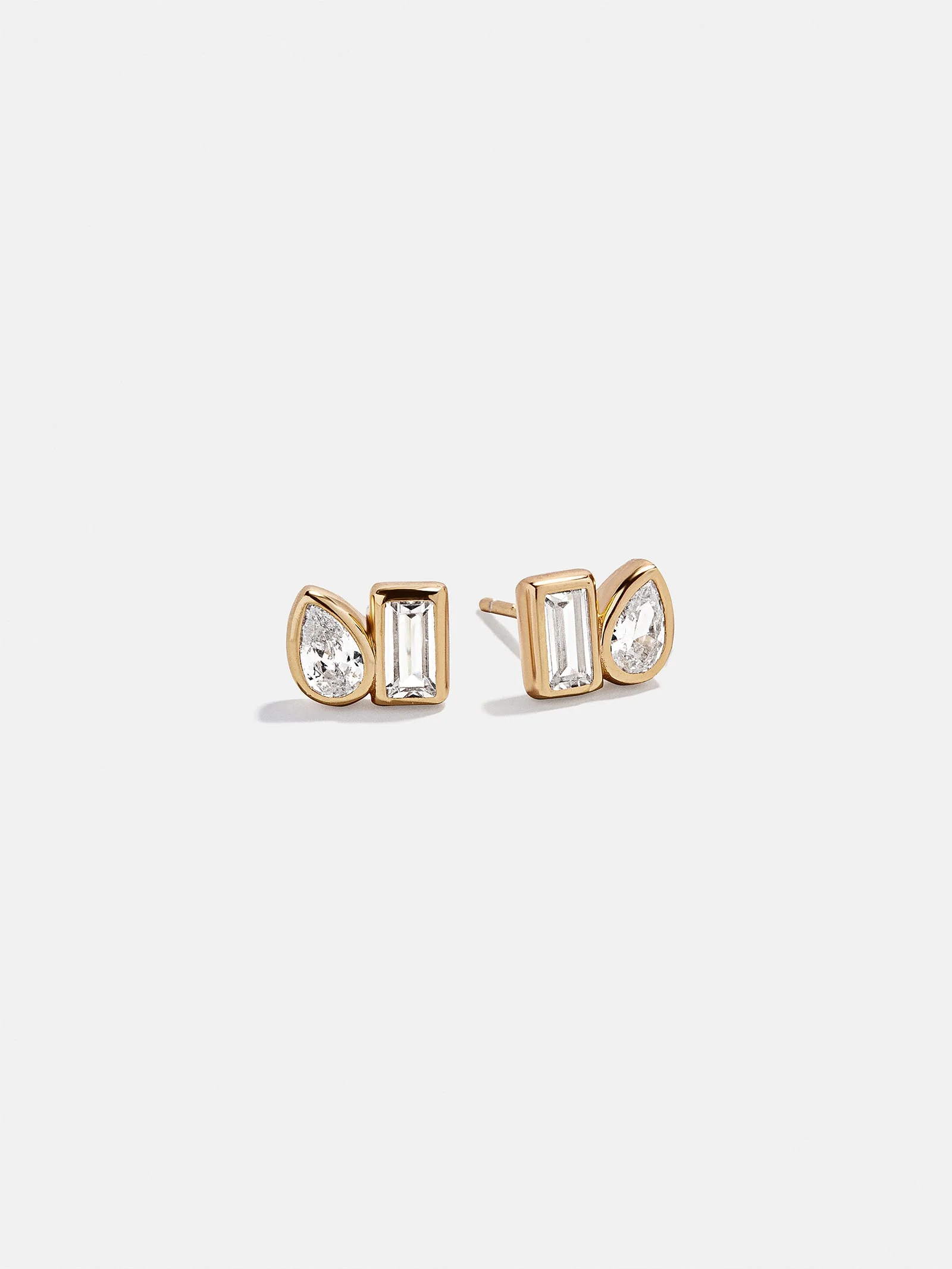 Reina 14K Gold Stud Earrings - Toi et Moi Bezel Set Earrings