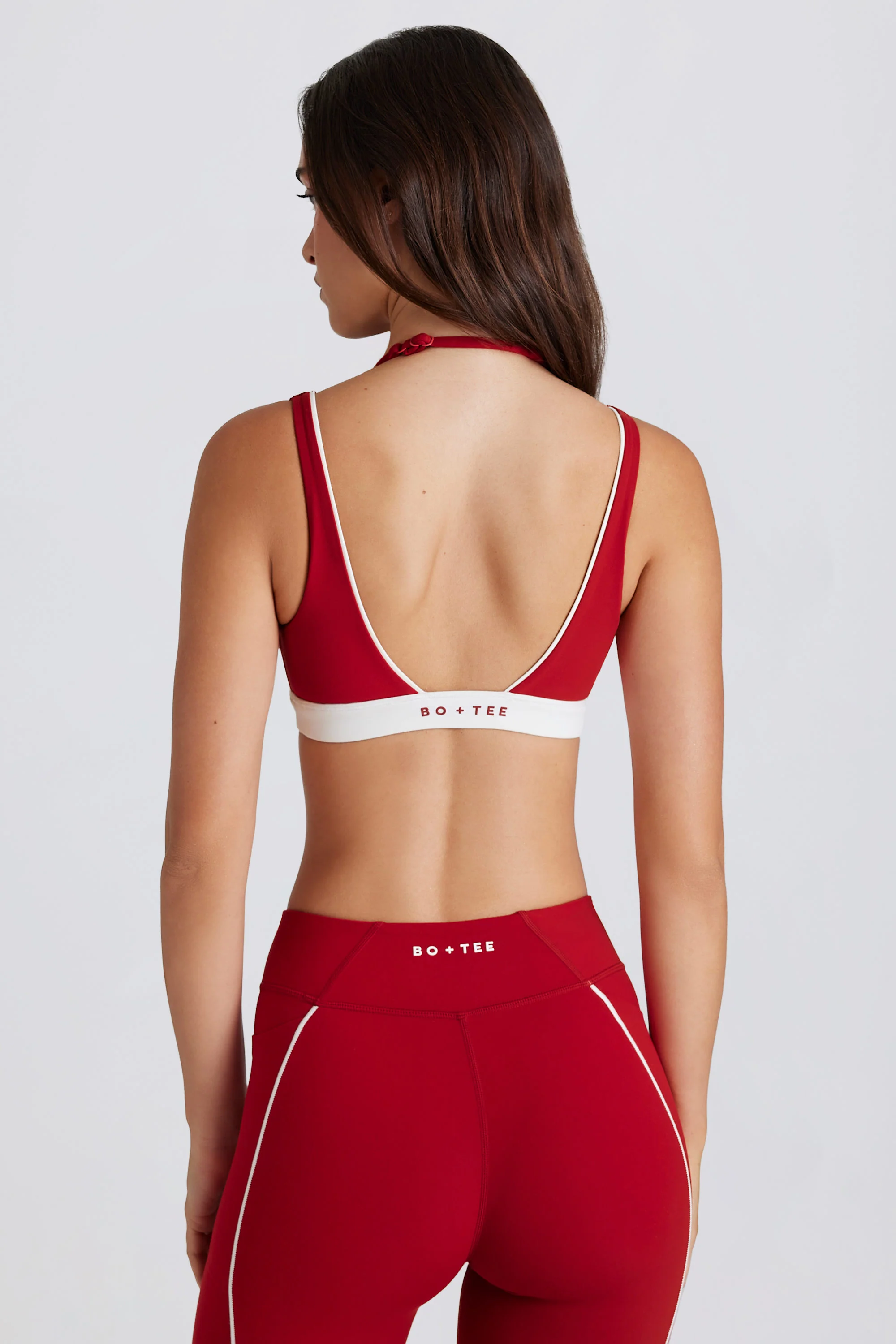 Soft Active Layered Sports Bra in Dark Red