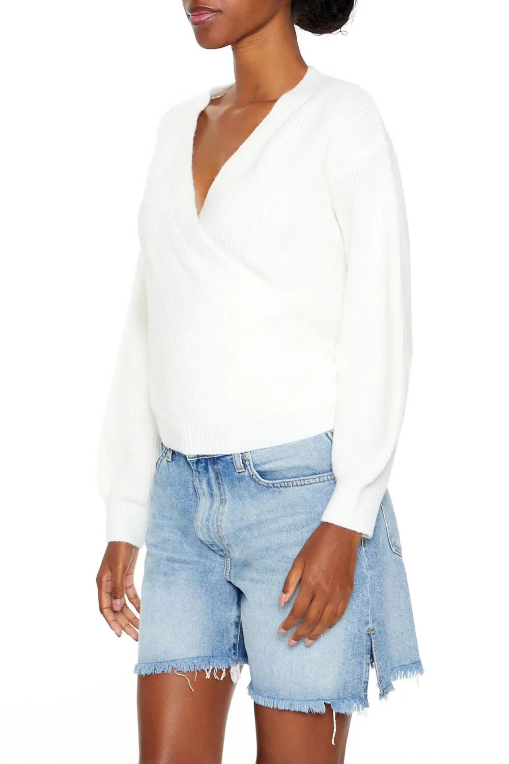 Drop-Sleeve Wrap Sweater
