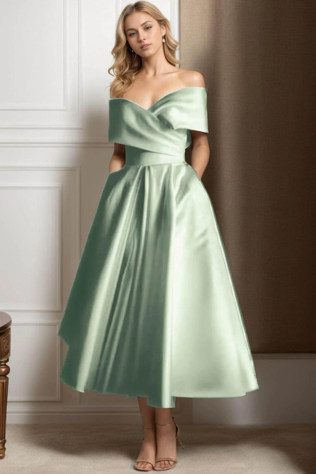 A-Line Ankle Length Satin Graduation Dresses CS0564