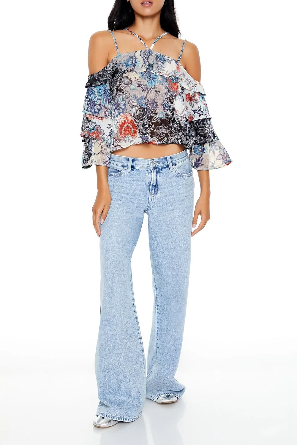 Chiffon Floral Print Crop Top