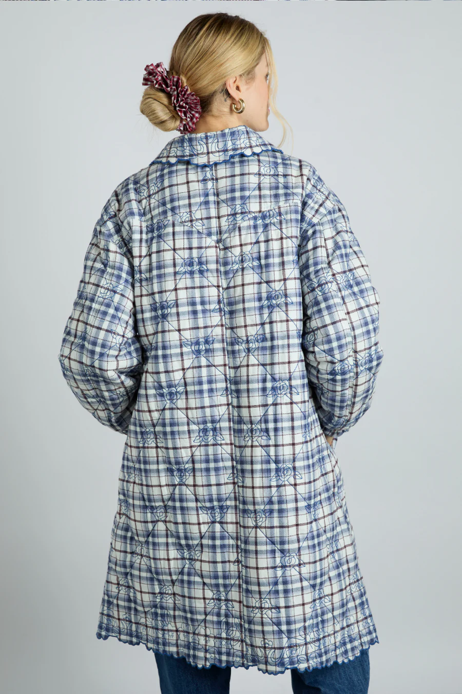 avery quilted jacket- navy check - luluinthesky