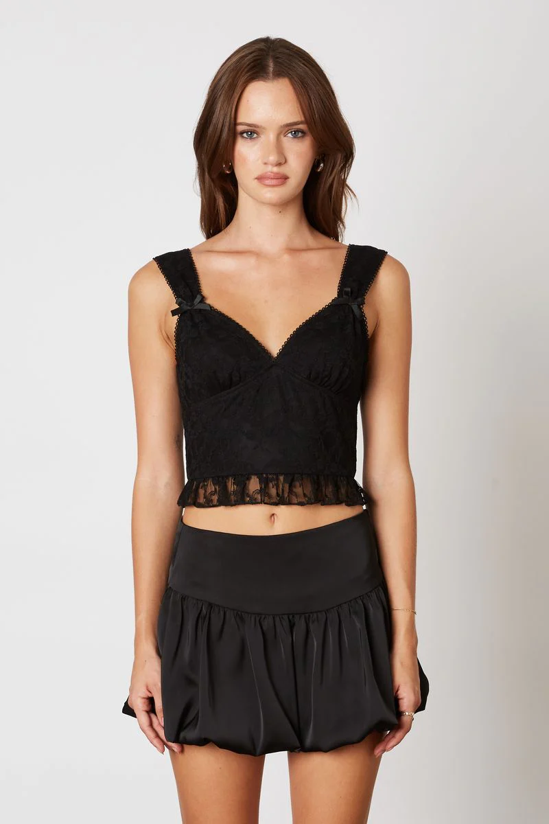 Lace Ruffle Bow Top