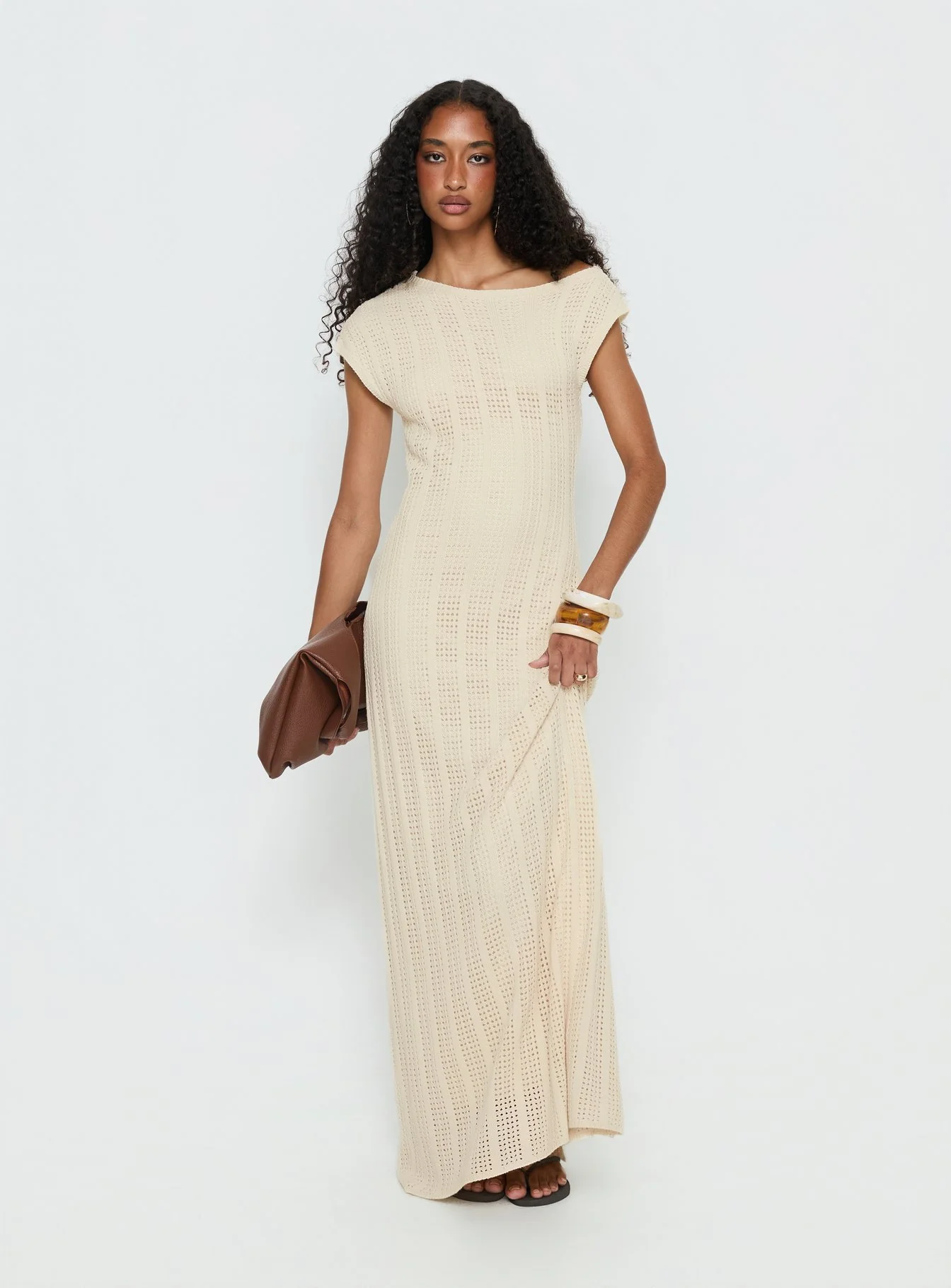 Break My Soul Knit One Shoulder Maxi Dress Beige