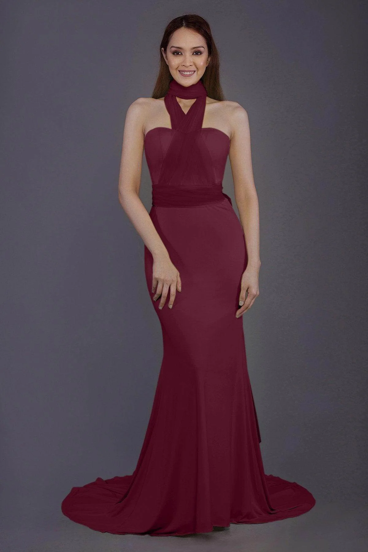 Mermaid Court Train Knitted Fabric Bridesmaid Dress PR3498