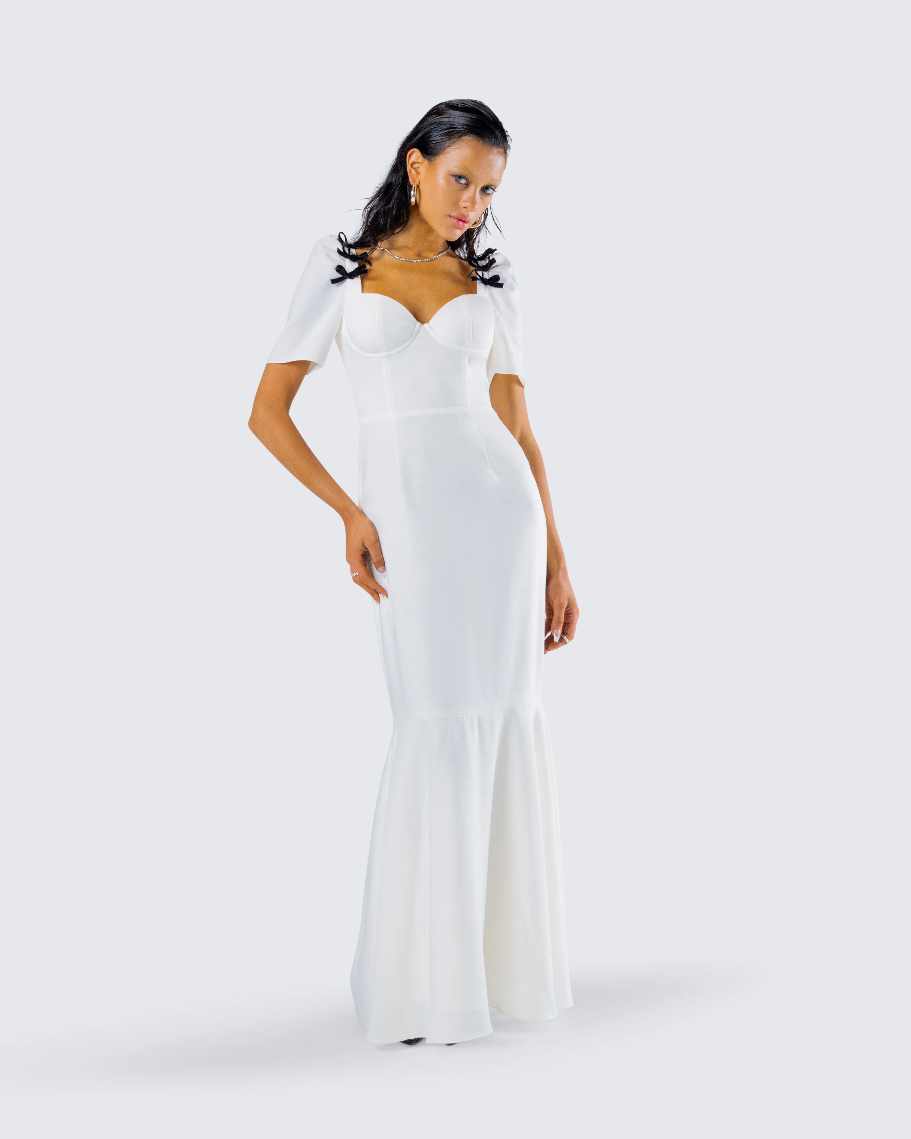 Sia White Puff Sleeve Maxi Dress