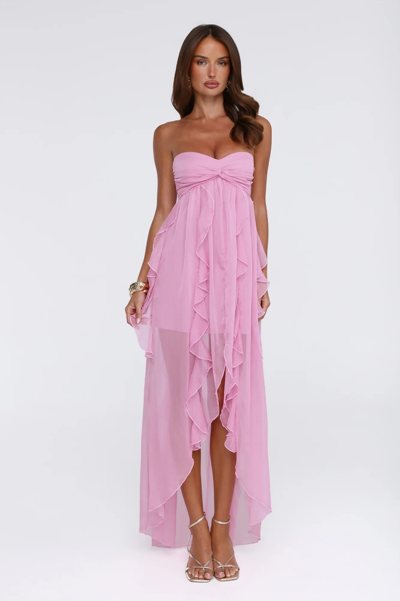 The Attention Rule Strapless Maxi Dress Pink