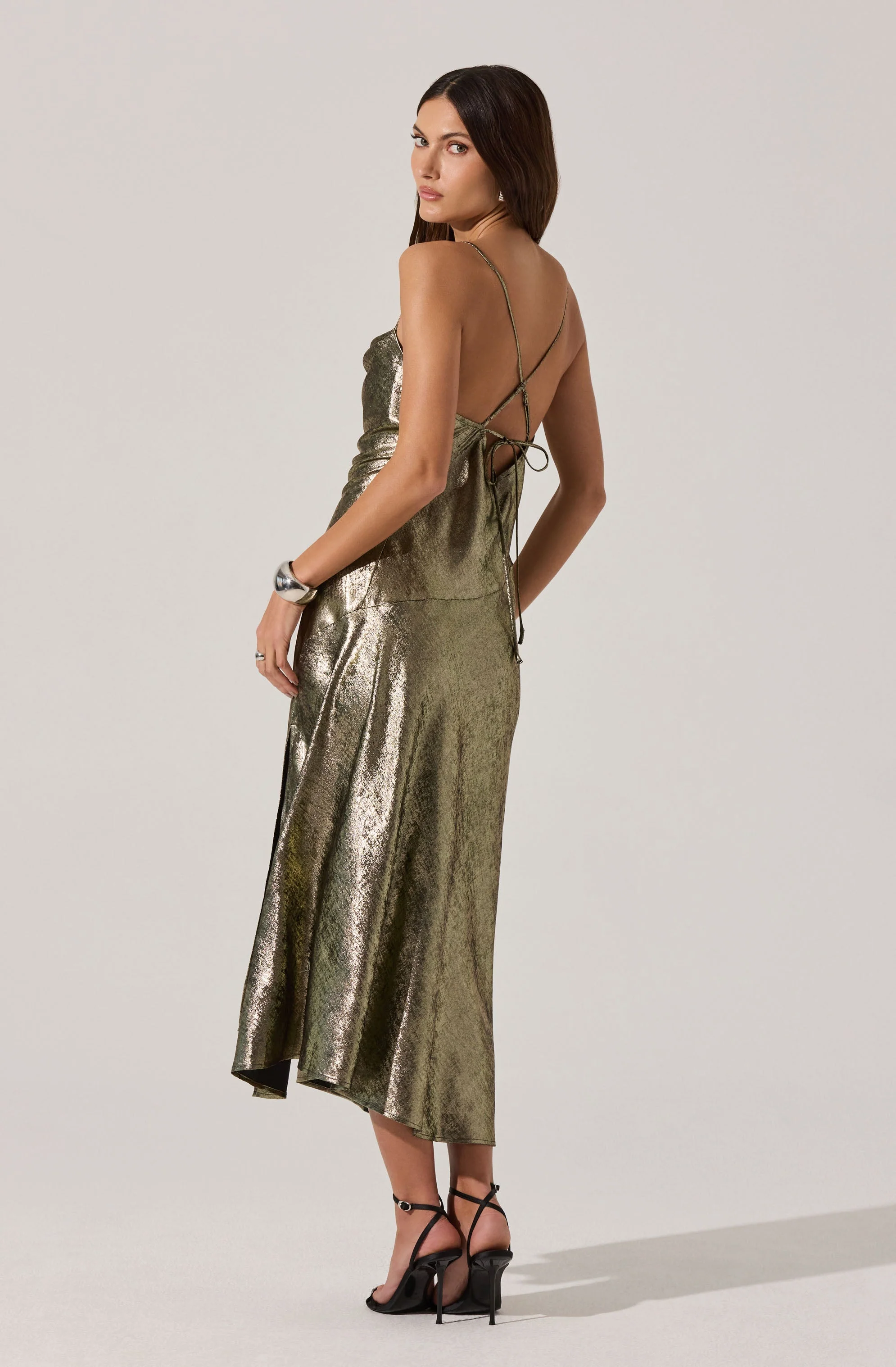 Gaia Metallic Midi Dress - luluinthesky