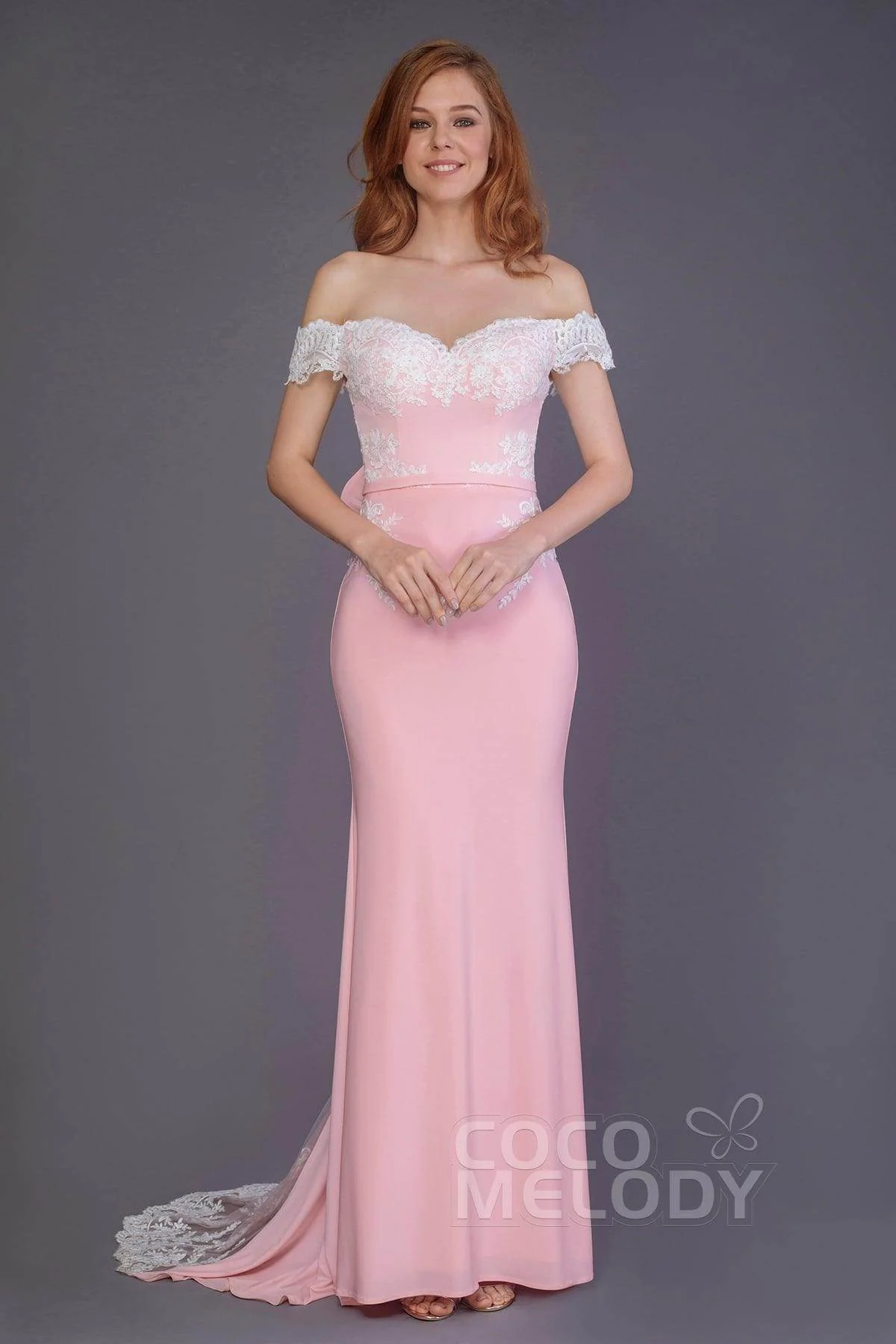 Mermaid Sweep Train Knitted Fabric Bridesmaid Dress PR3491