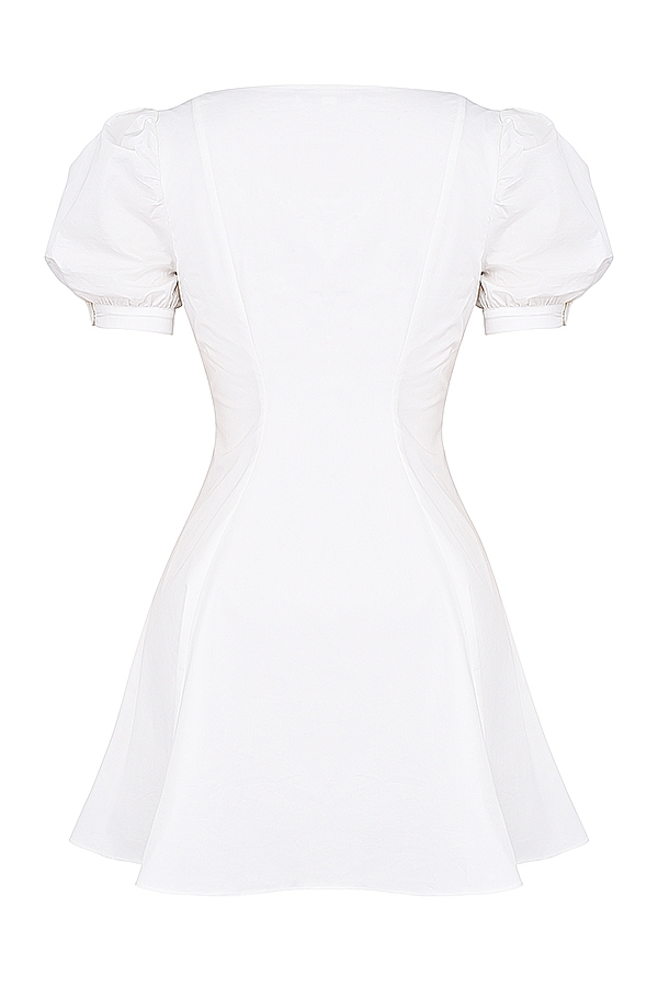 White Puff Sleeve Mini Dress