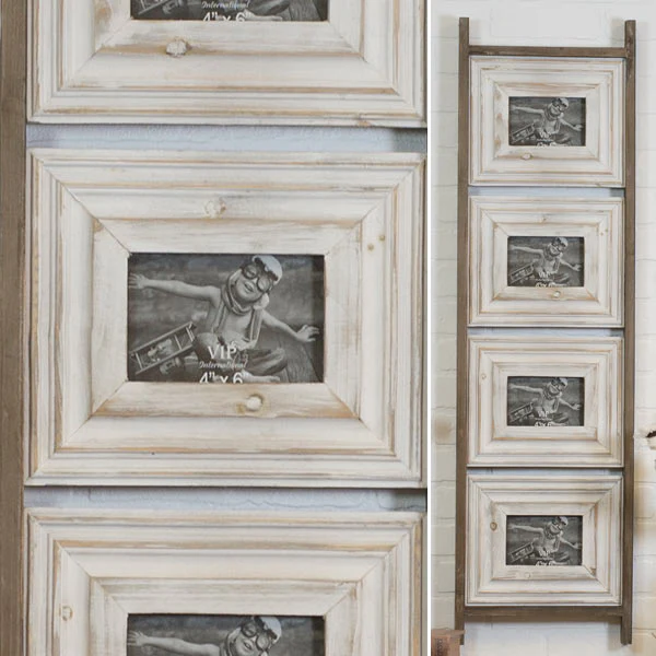 Distressed Wood Ladder Collage Frame