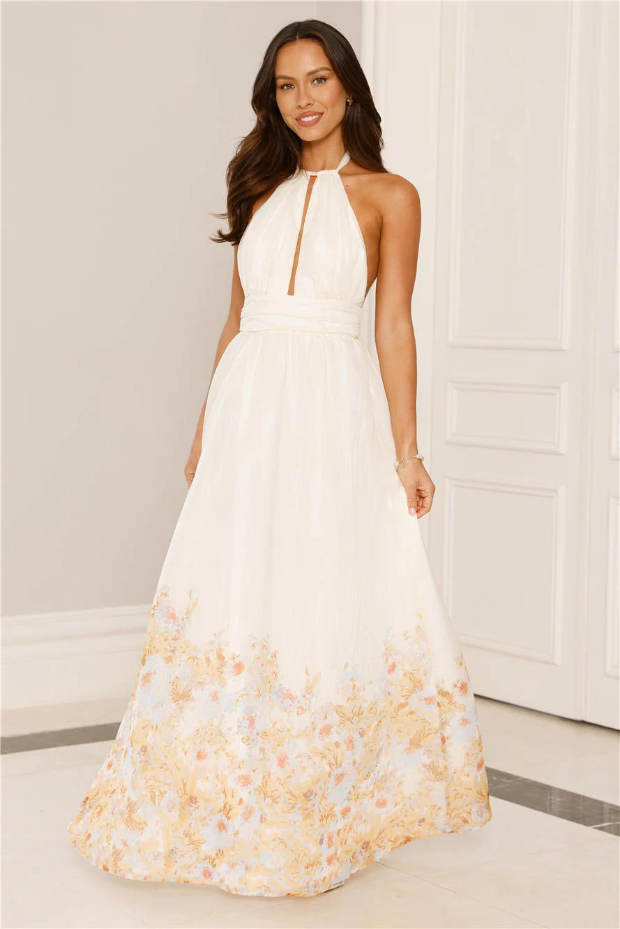 The Meadow’s Secret Halter Maxi Dress Yellow