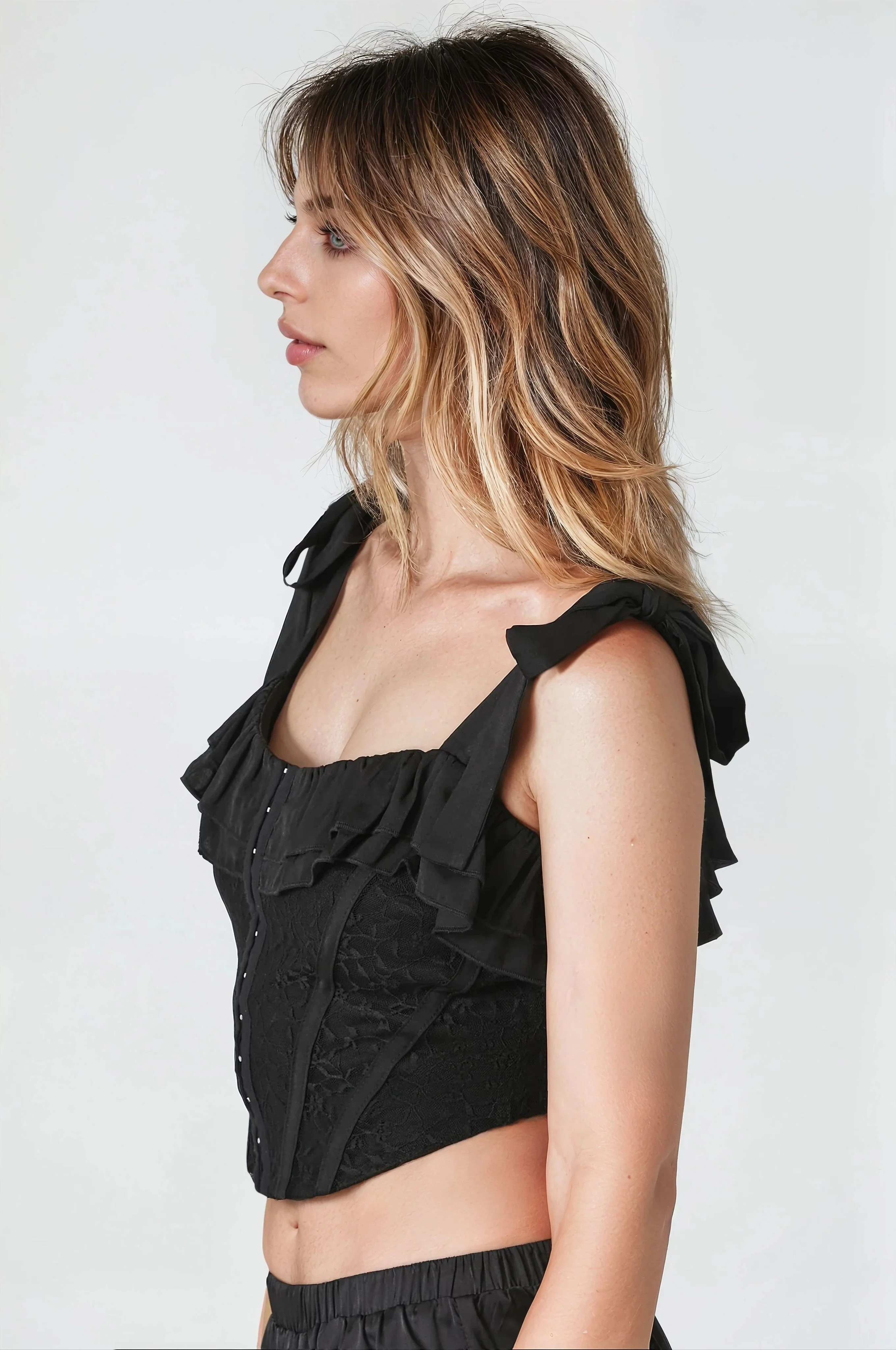 Lace Tie-Strap Corset Top