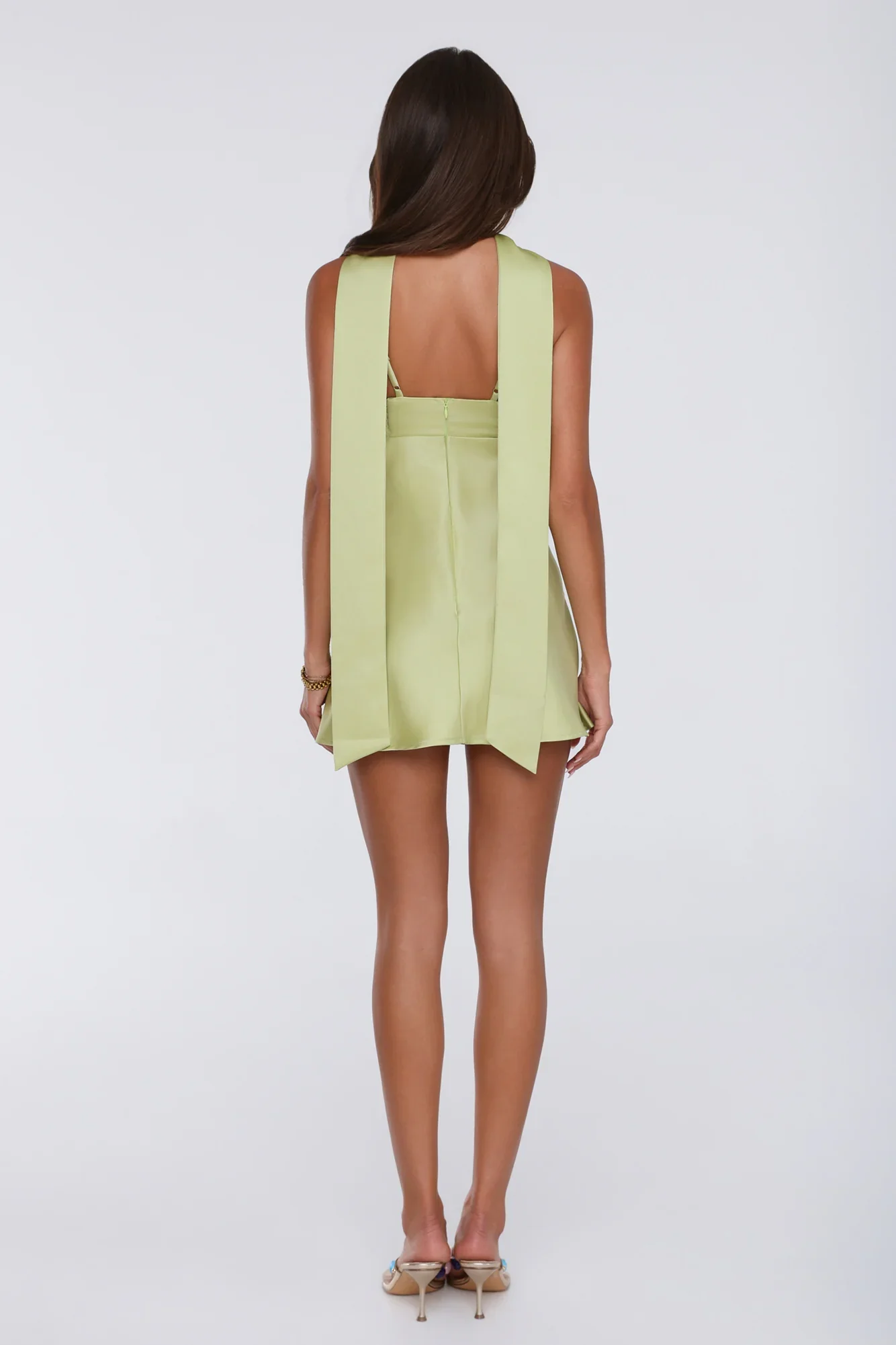 Diva Energy Satin Mini Dress Lime