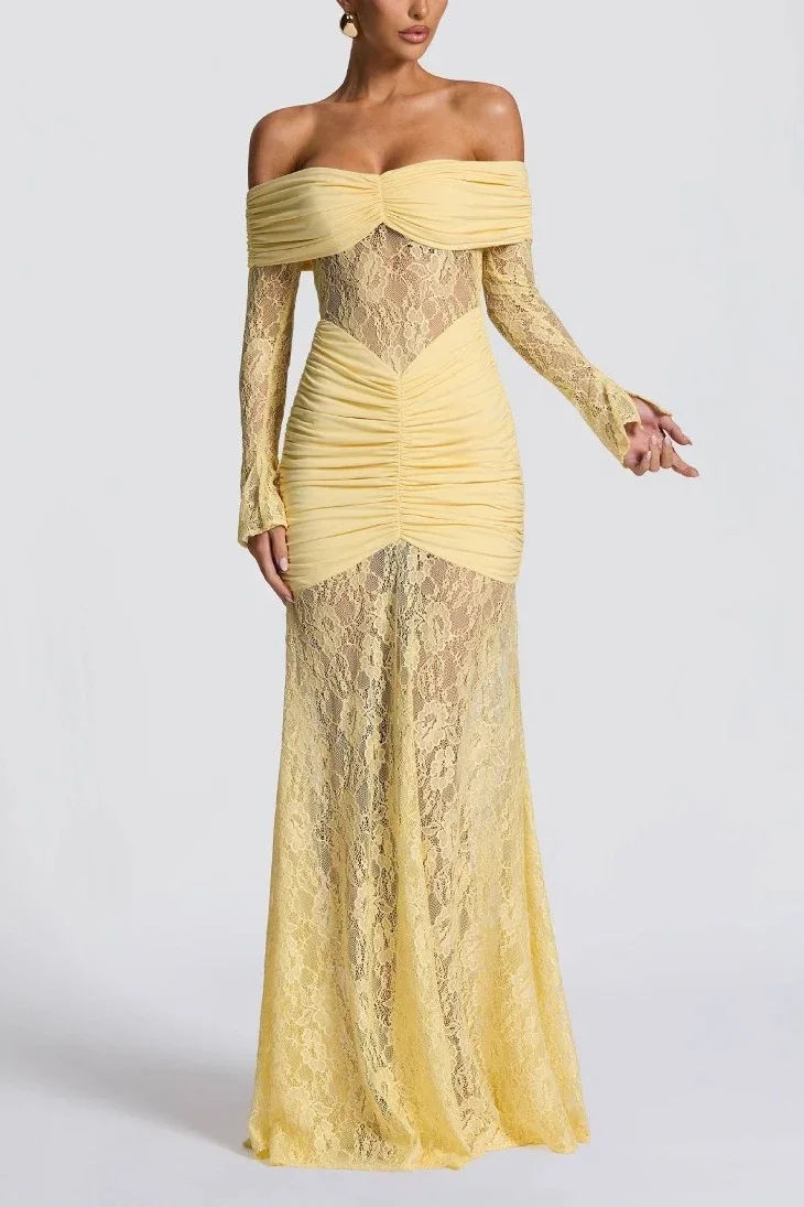 Sheath Column Maxi Lace Formal Evening Dresses 956035458261