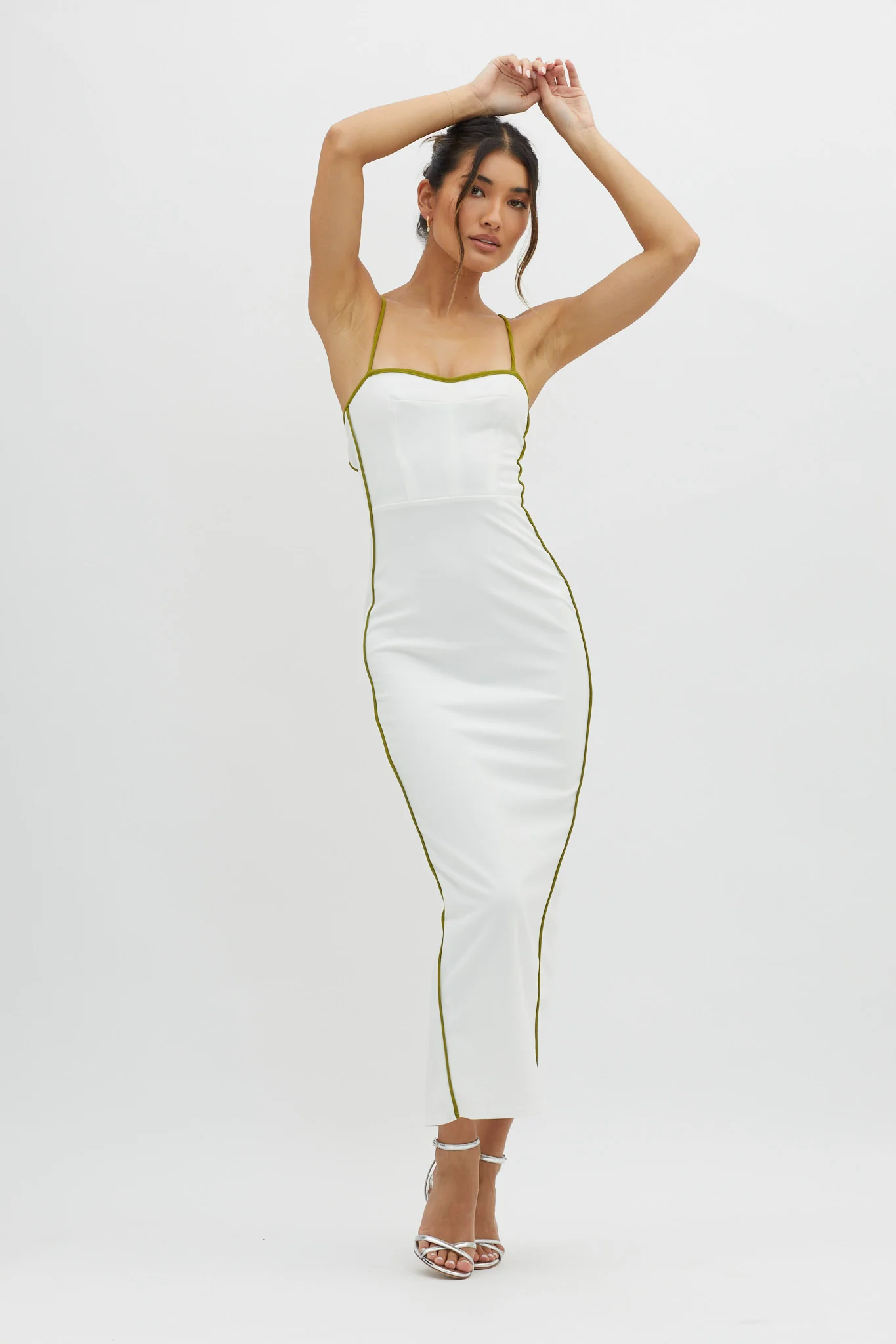 Future Awaits Lace-Up Back Midi Dress White