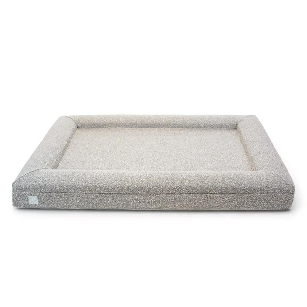Extra Large Bouclé Orthopedic Dog Bed (Bolster, Sand)