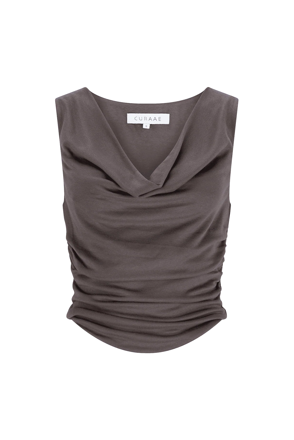 CURAAE Daphne Cowl Neckline Crop Top In Grey