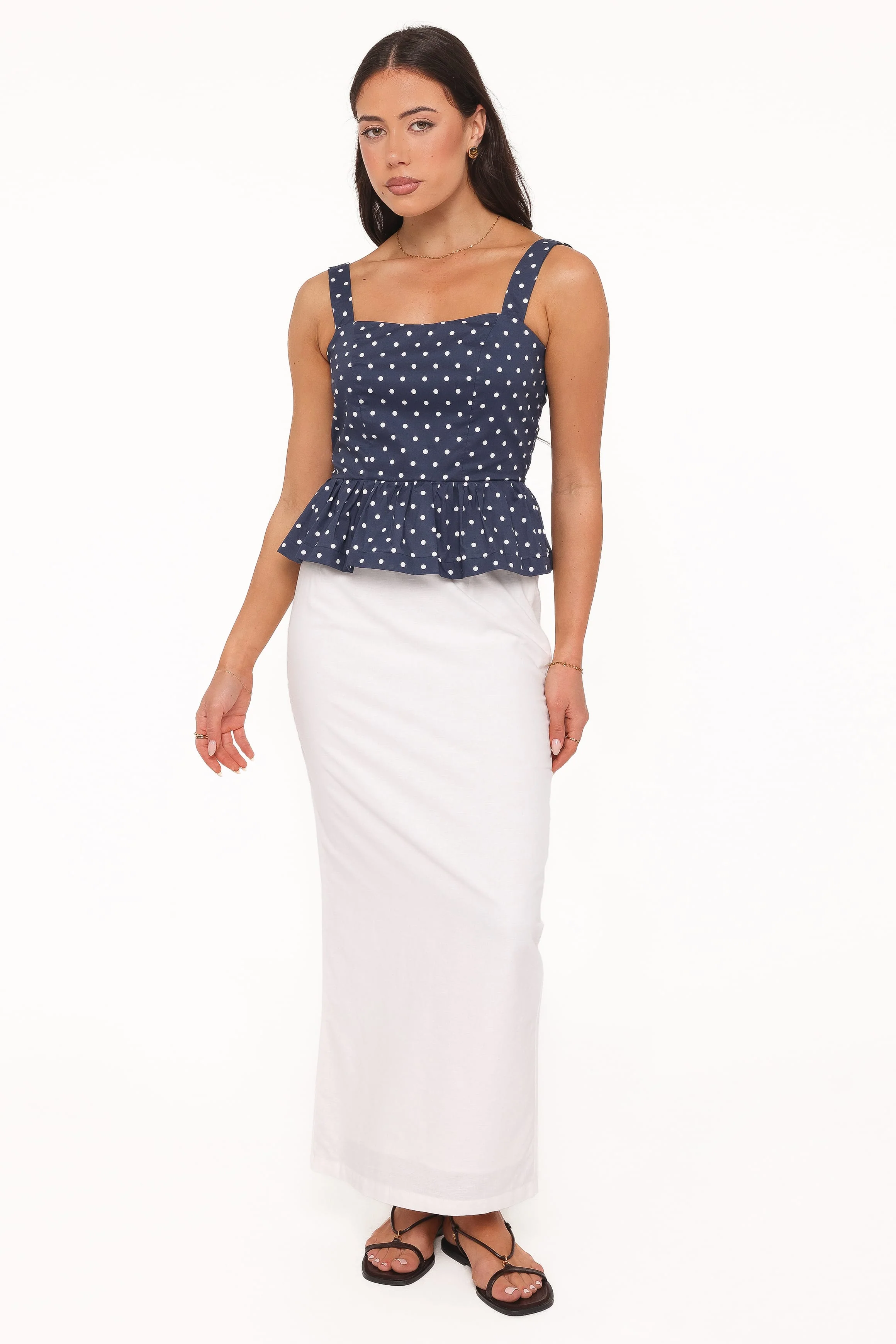 Paula Open Tie Back Top - Navy