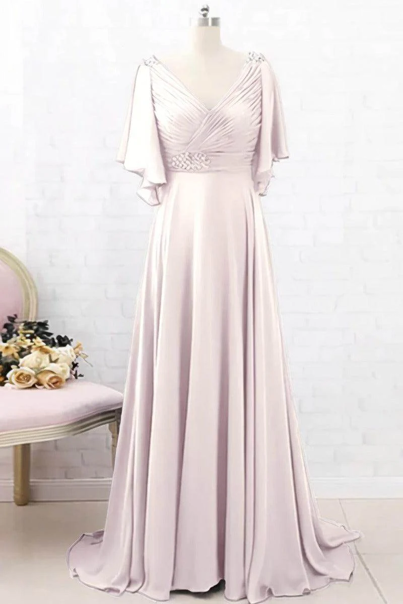A-Line Sweep-Brush Train Chiffon Mother Dress CM0082