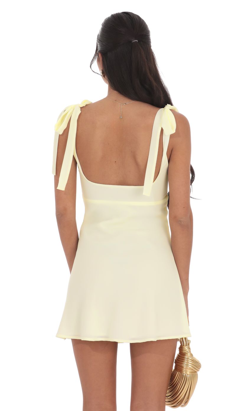 Starfish Cutout Satin Dress in Pastel Yellow