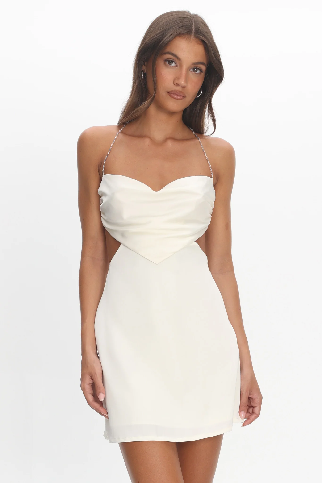 Keke Bead Strap Cut-Out Mini Dress Ivory