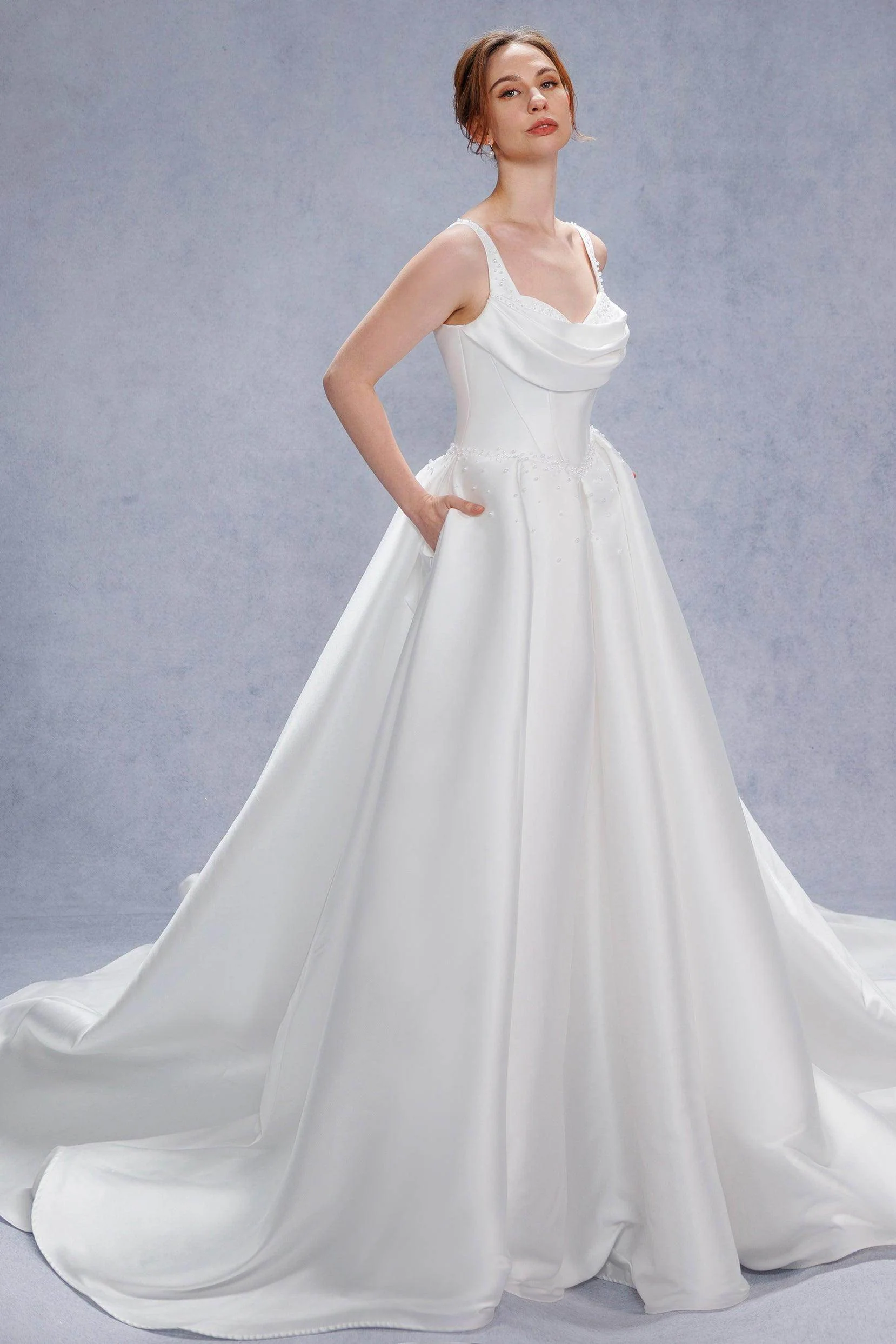 A-Line Court Train Mikado Wedding Dress CW3535