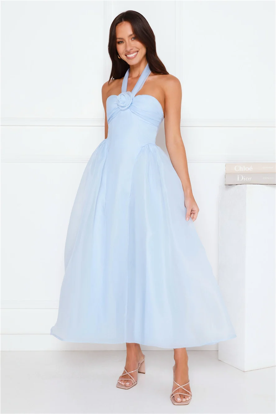 Fairytale Event Halter Maxi Dress Blue