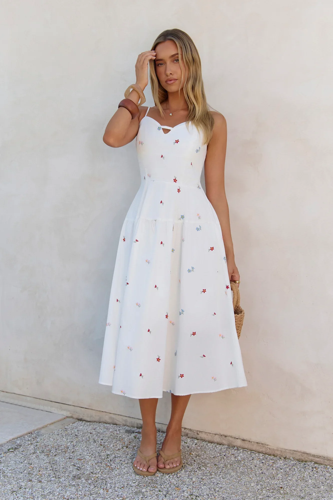 Sunny Desires Midi Dress White