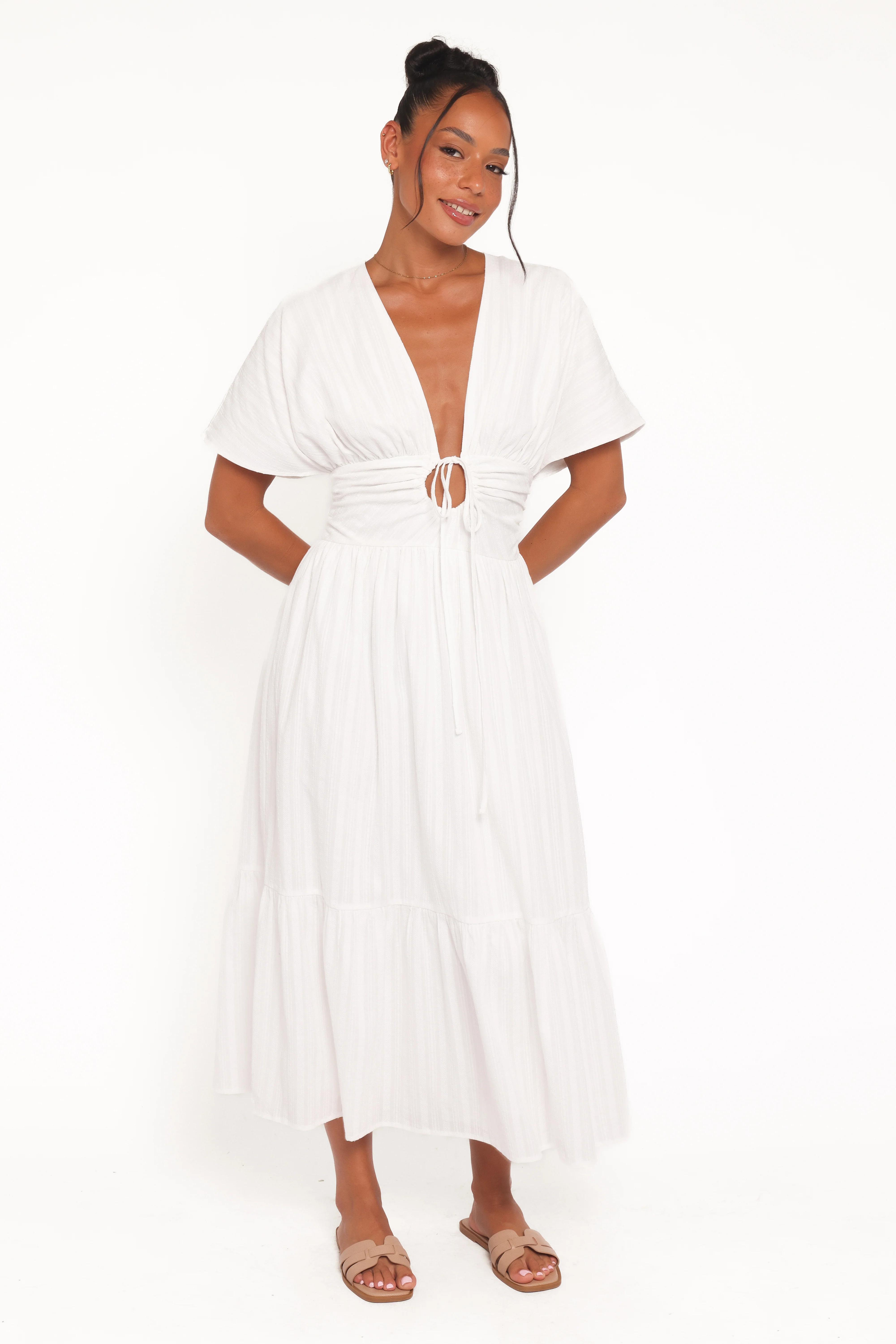 Edel Short Sleeve Maxi Dress - White