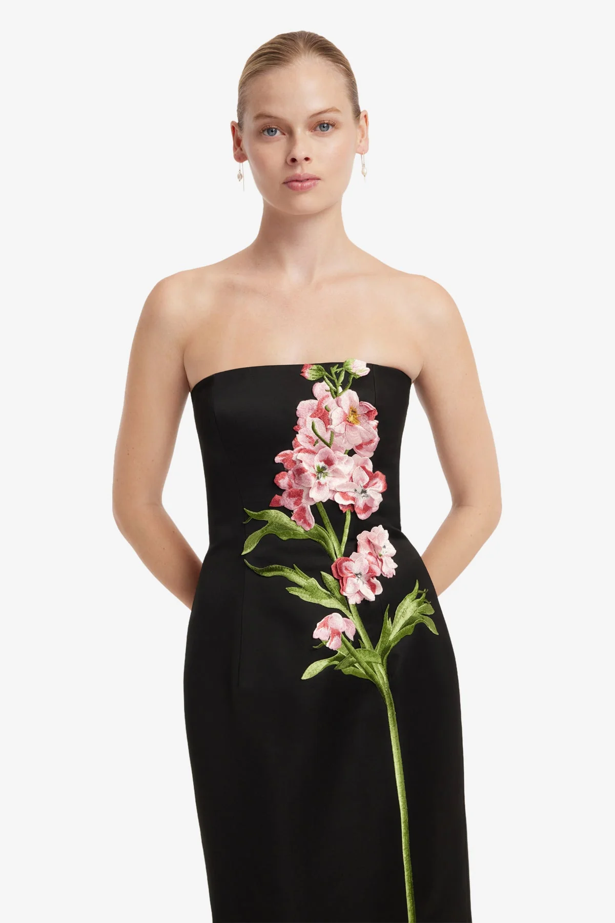 Rayna Embroidered Maxi Dress - Snapdragon Print in Ebony