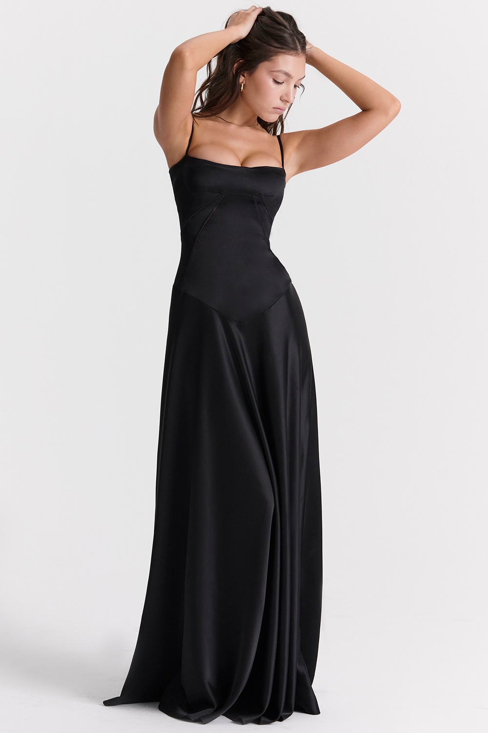 Black Lace Up Maxi Dress