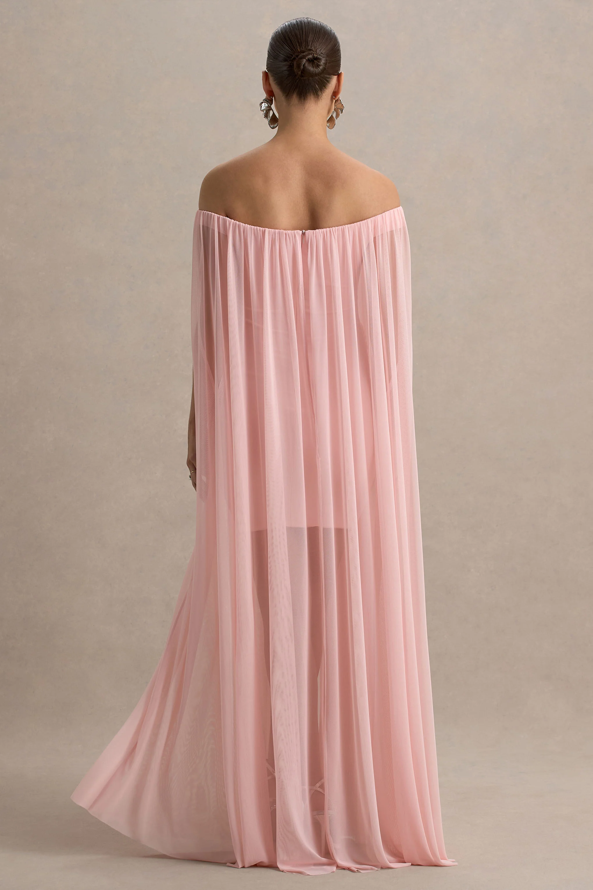 Atmosphere | Pink Bandeau Maternity Mini Dress With Mesh Overlay