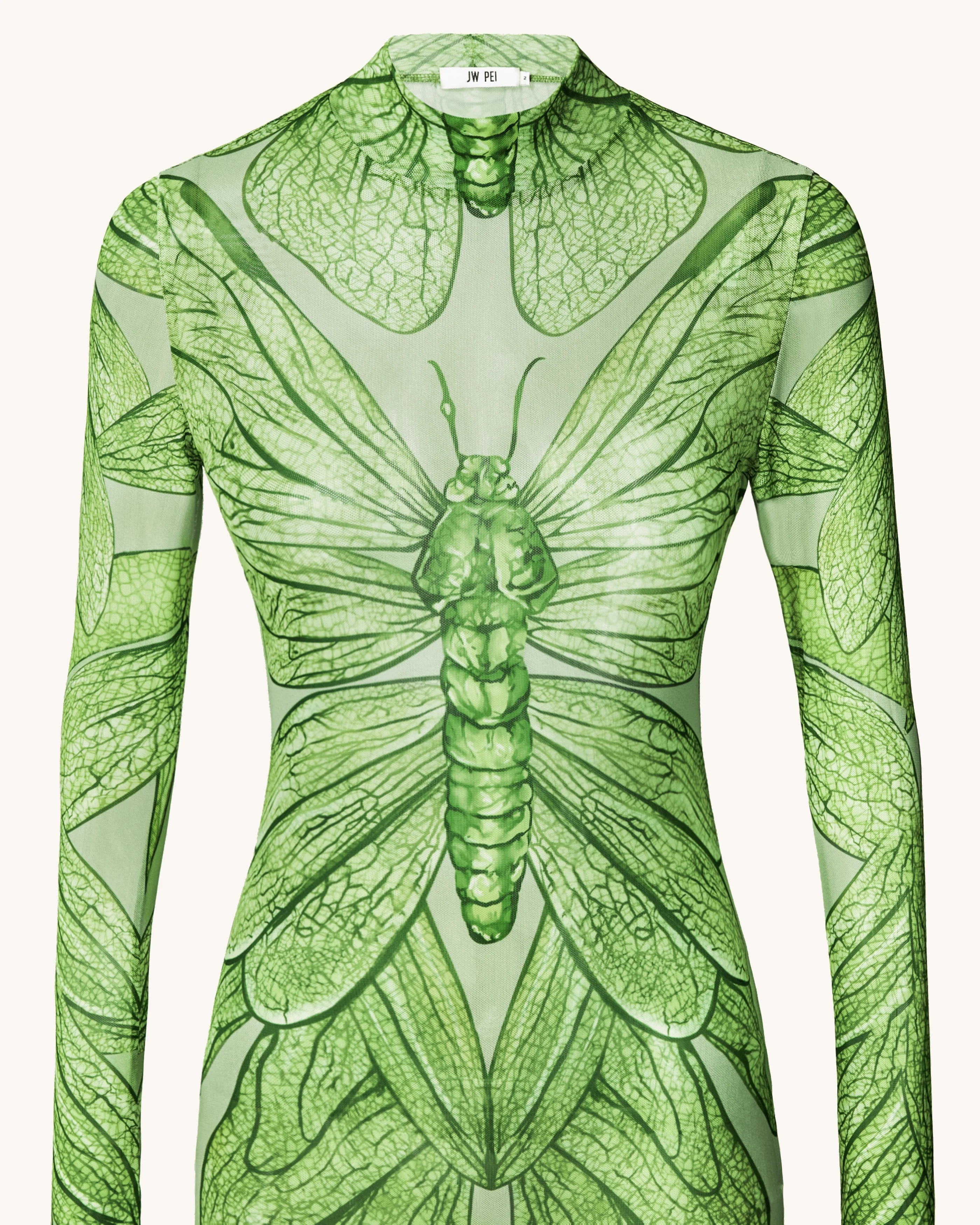 Emerald Dragonfly Sheer Mesh Gown - Green - FASHION NOB