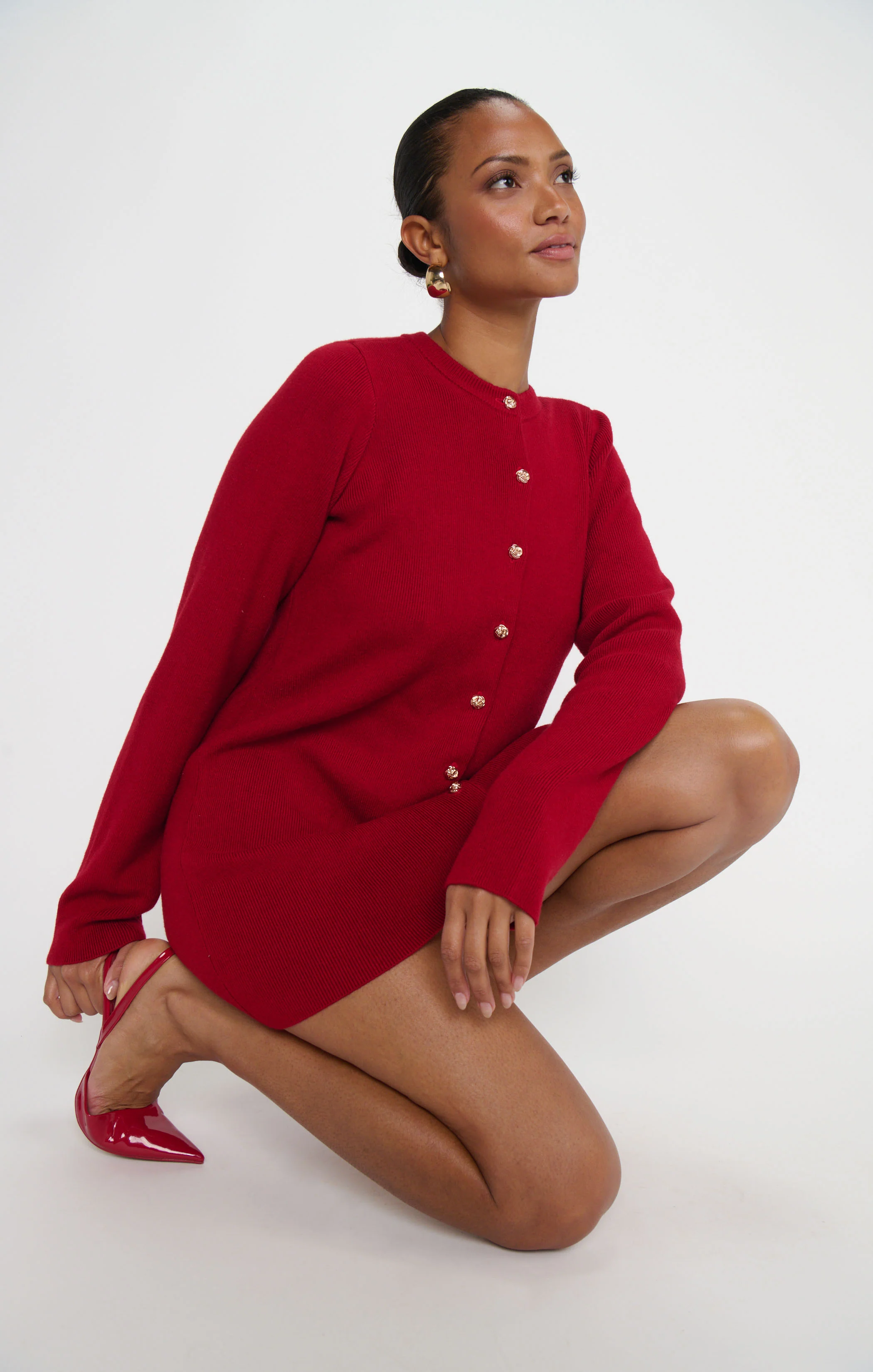 Marguerite Cardigan Dress ~ Lover Red Knit