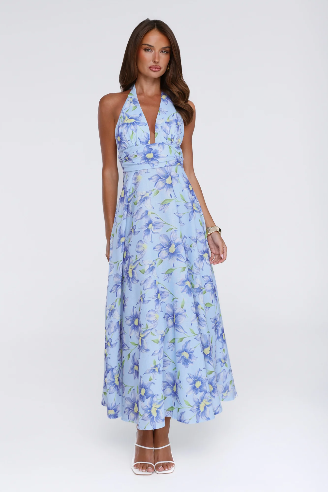 Doll Season Halter Maxi Dress Blue