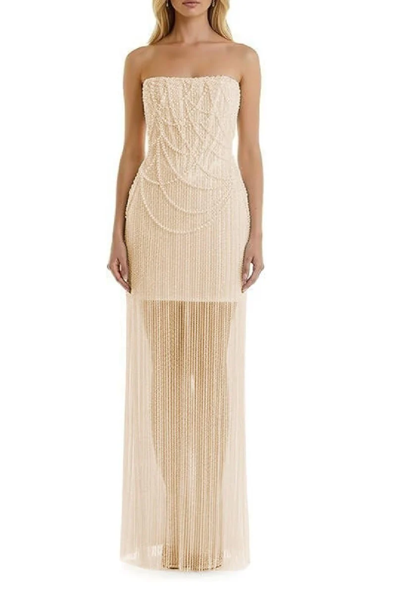Sheath-Column Strapless Short Pearls Sequin Dress CS1075