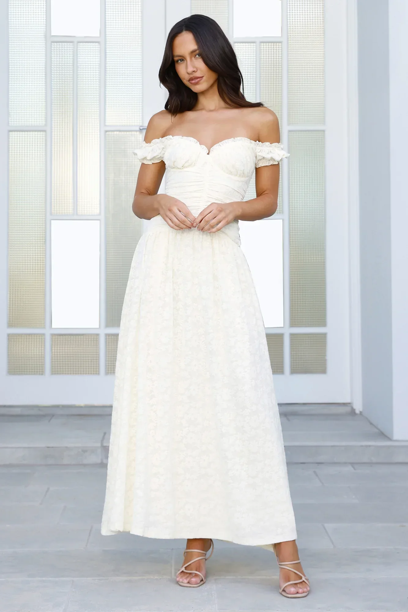 Soft Serve Off Shoulder Maxi Dress Yellow