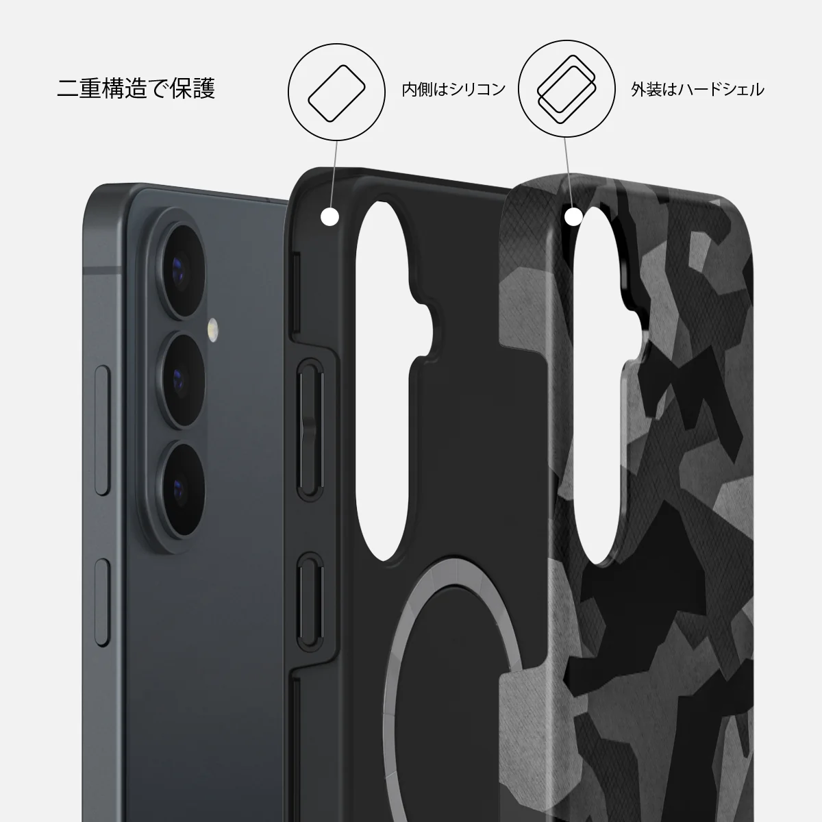 Night Black Camouflage - Samsung Galaxy S26 FE ケース