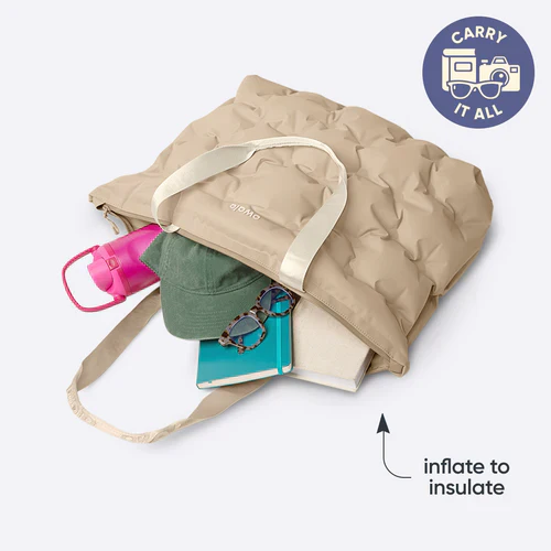 Owala The Cloud Inflatable insulation. Packs flat. 16L capacity Beige Babe