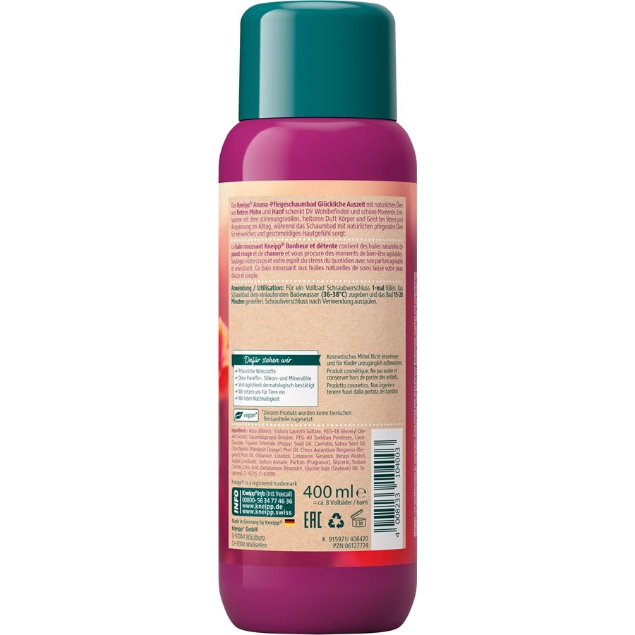 Kneipp Pianka i krem do kąpieli Aromatyczny płyn pielęgnujący do kąpieli Radosna chwila relaksu