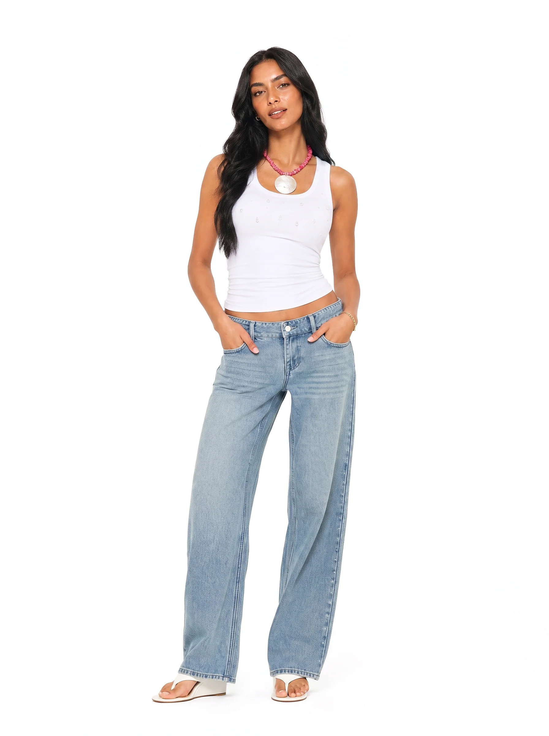 Beaded Scoop Neck Tank Top