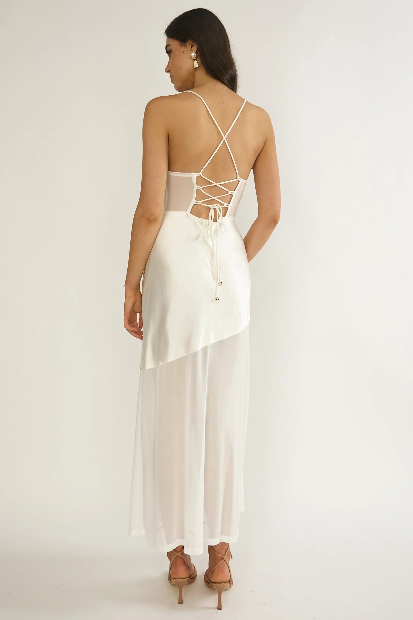 Golden Era Sheer Waist Maxi Dress Oyster
